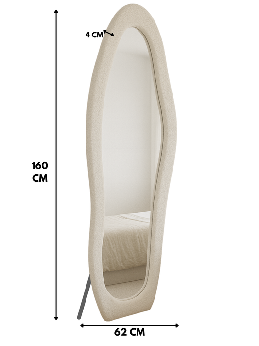 Espejo Decorativo Irregular Asimétrico con Borde Bouclé - 160cm x 62cm