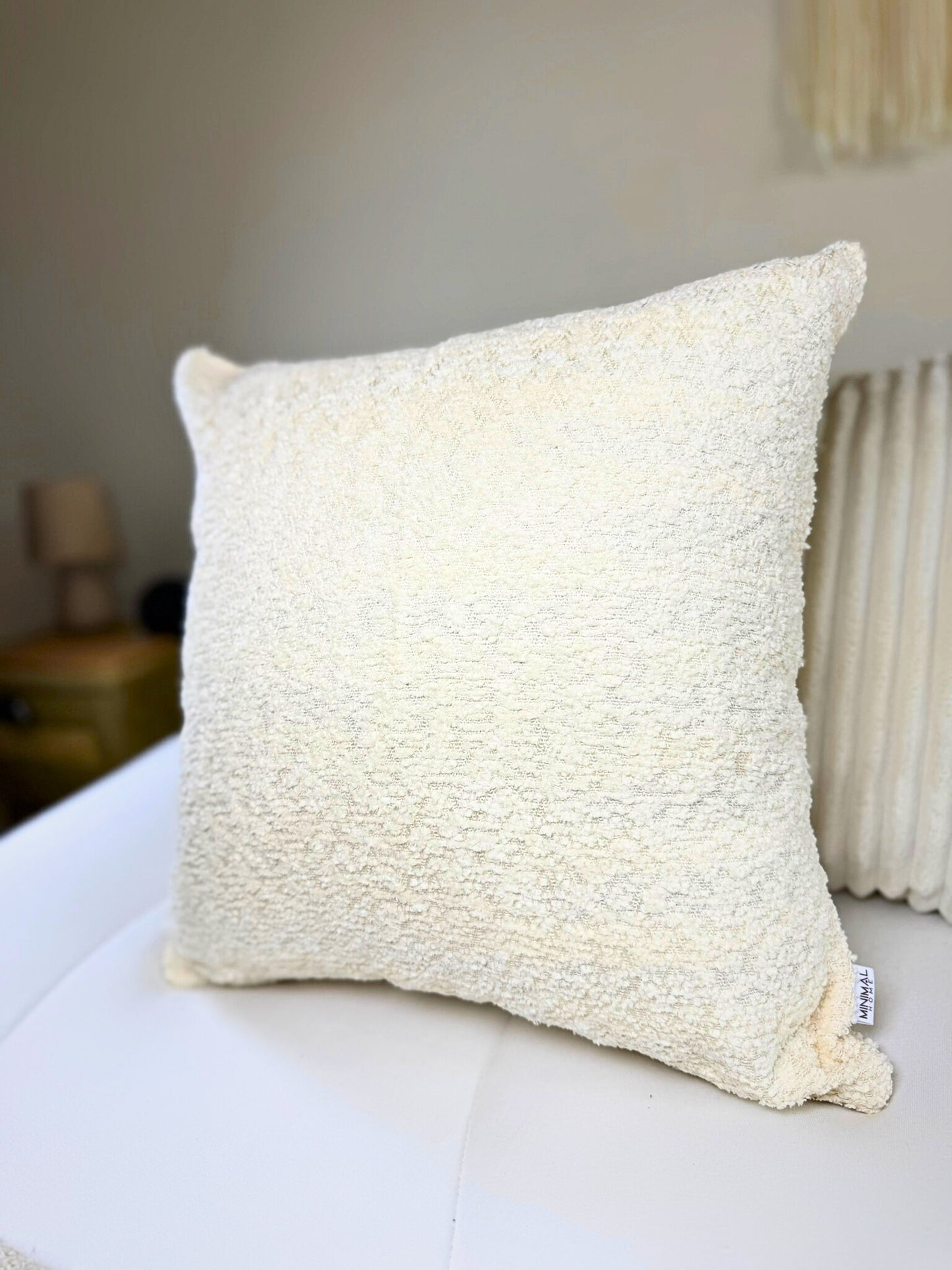 Funda de Almohada Cojín Bouclé Crema (Reversible) 45 X 45