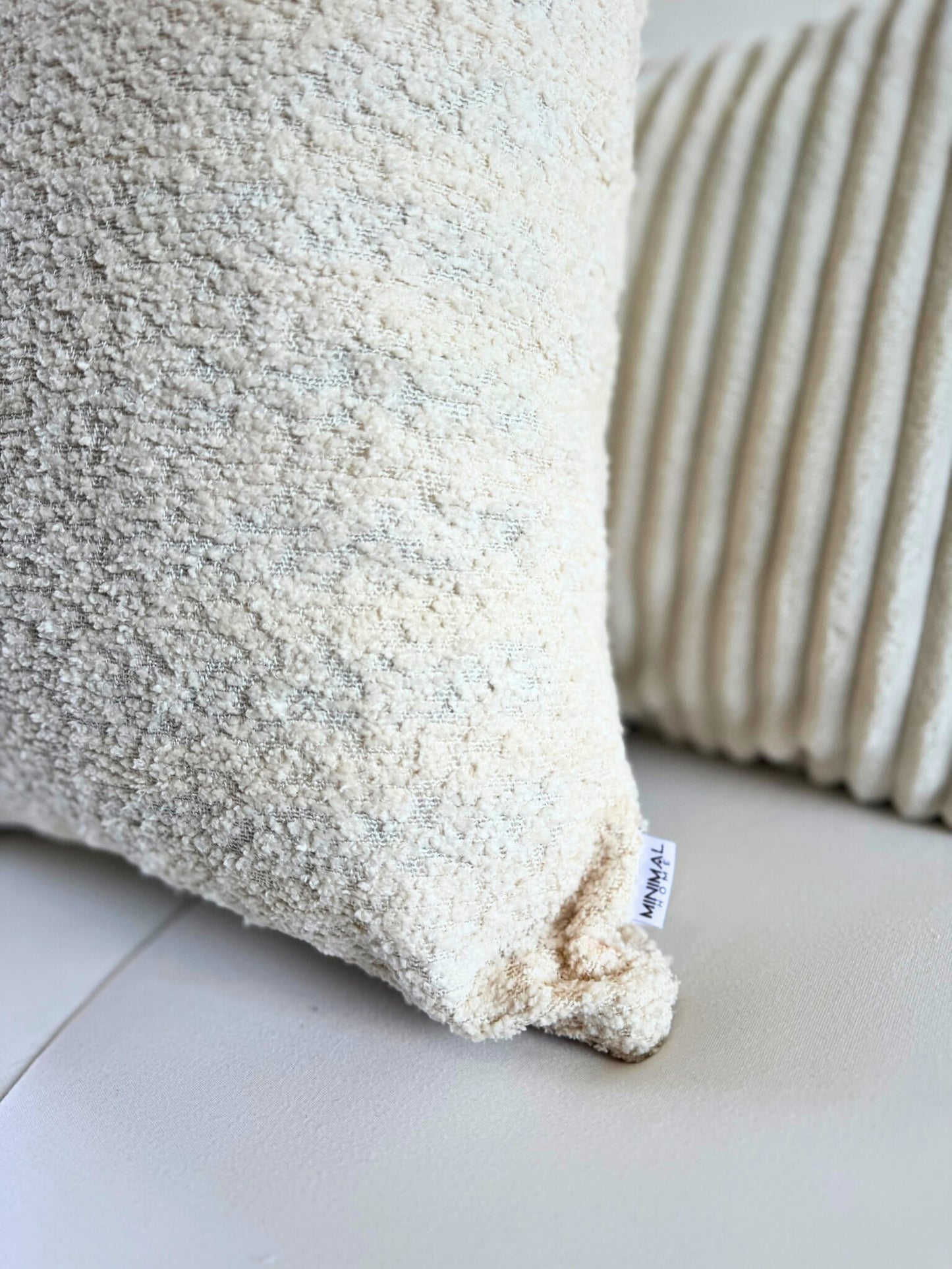 Funda de Almohada Cojín Bouclé Crema (Reversible) 45 X 45