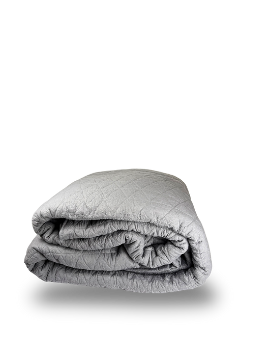 Cubre Cama Quilt Gris Sherpa Gris Perla - Rombos