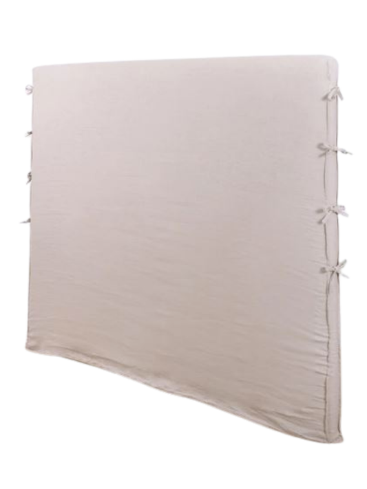 Funda de Respaldo de Cama Reversible – Modelo Amarra en Lino Culla color Taupe