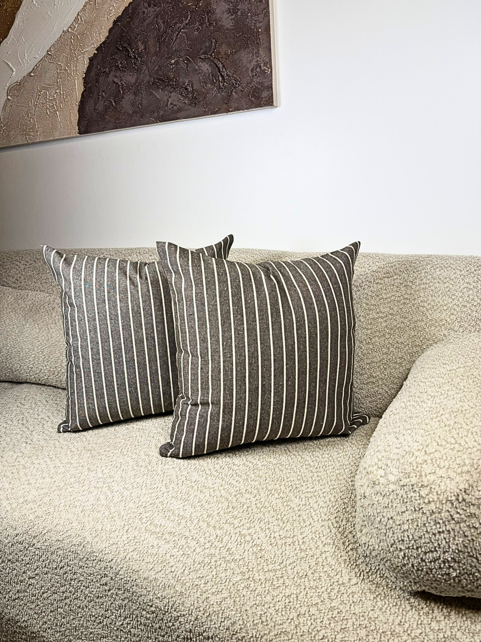 Fundas de Almohada Cojín Algodón/Poliéster color Mocha y Blanco estilo Nórdico 45 X 45cms.