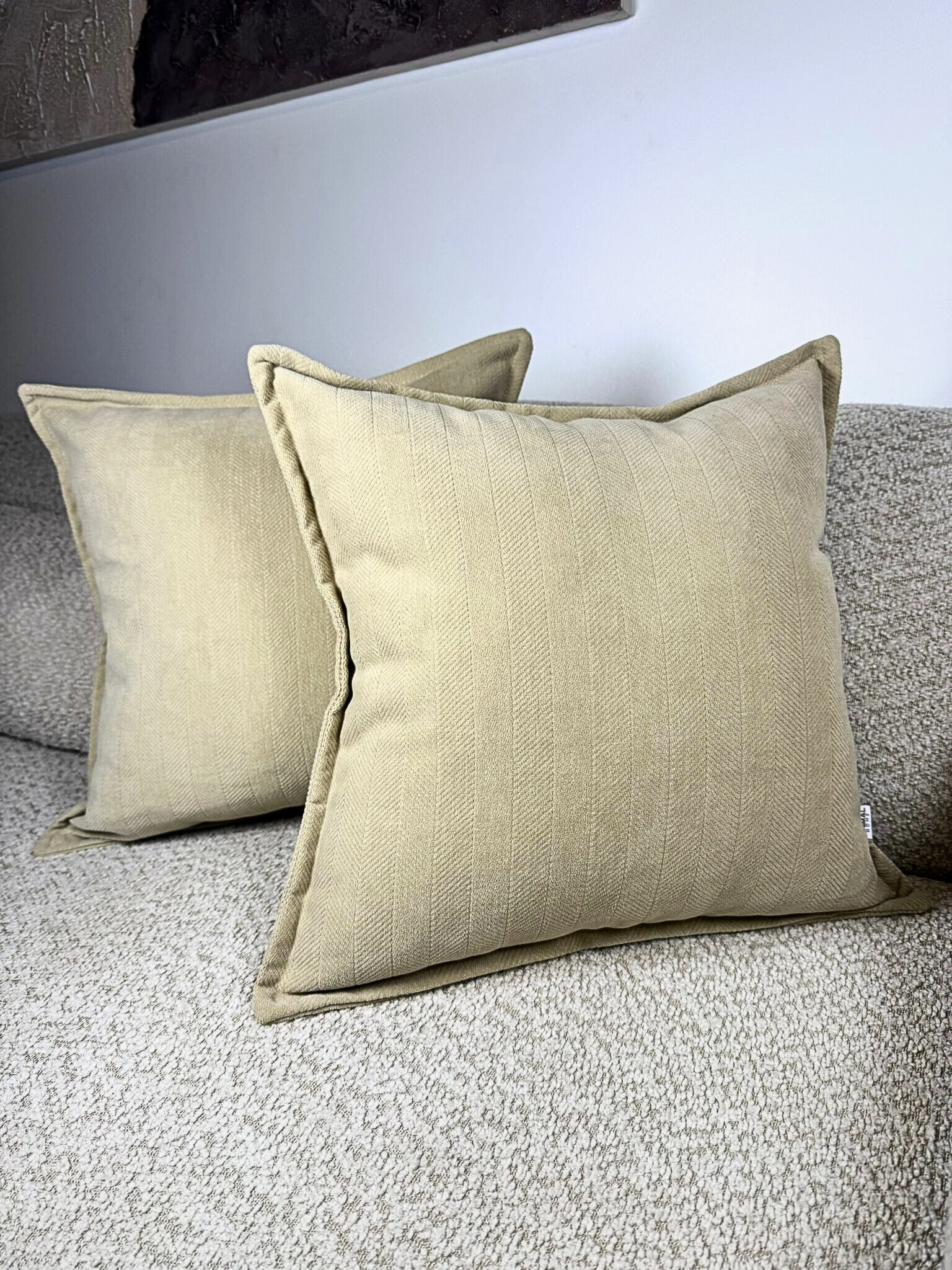 Fundas de Almohada Cojin Bouclé/Chenille Espiga color Beige (Reversible) 45 X 45