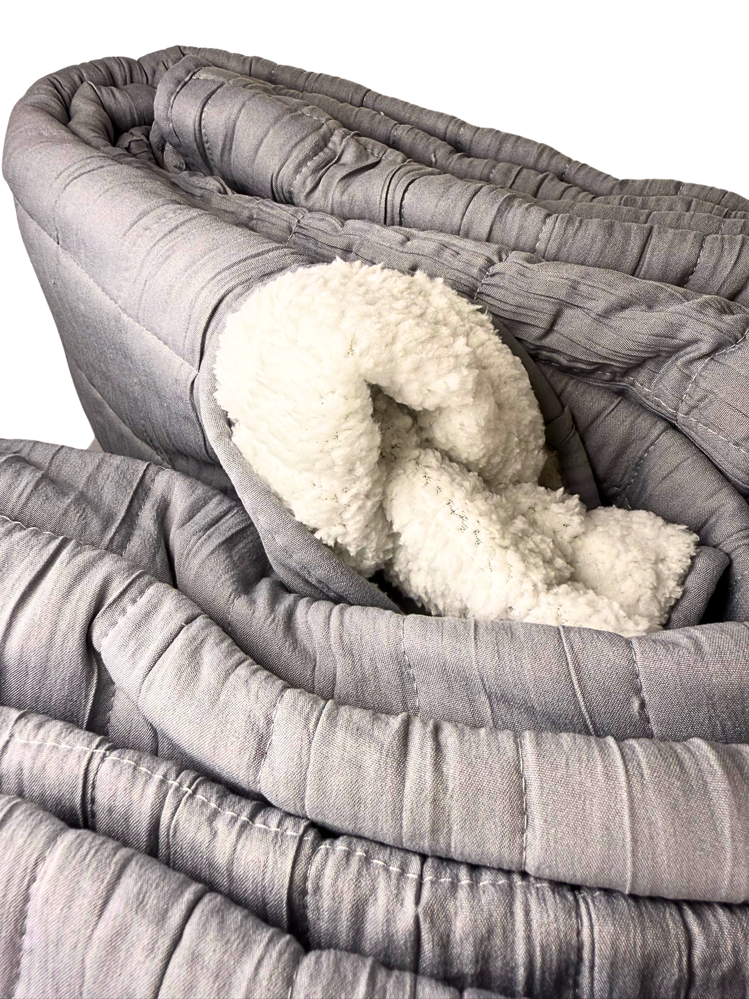 Cubre Cama Quilt Gris Sherpa Gris Perla - Rectángulos