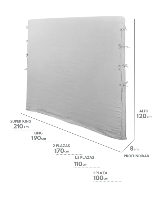 Respaldo de Cama Reversible – Modelo Amarra en Lino Culla color Gris