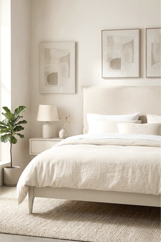 Respaldo de Cama con Funda Intercambiable y Reversible – Modelo Pestaña en Lino Crudo & Beige