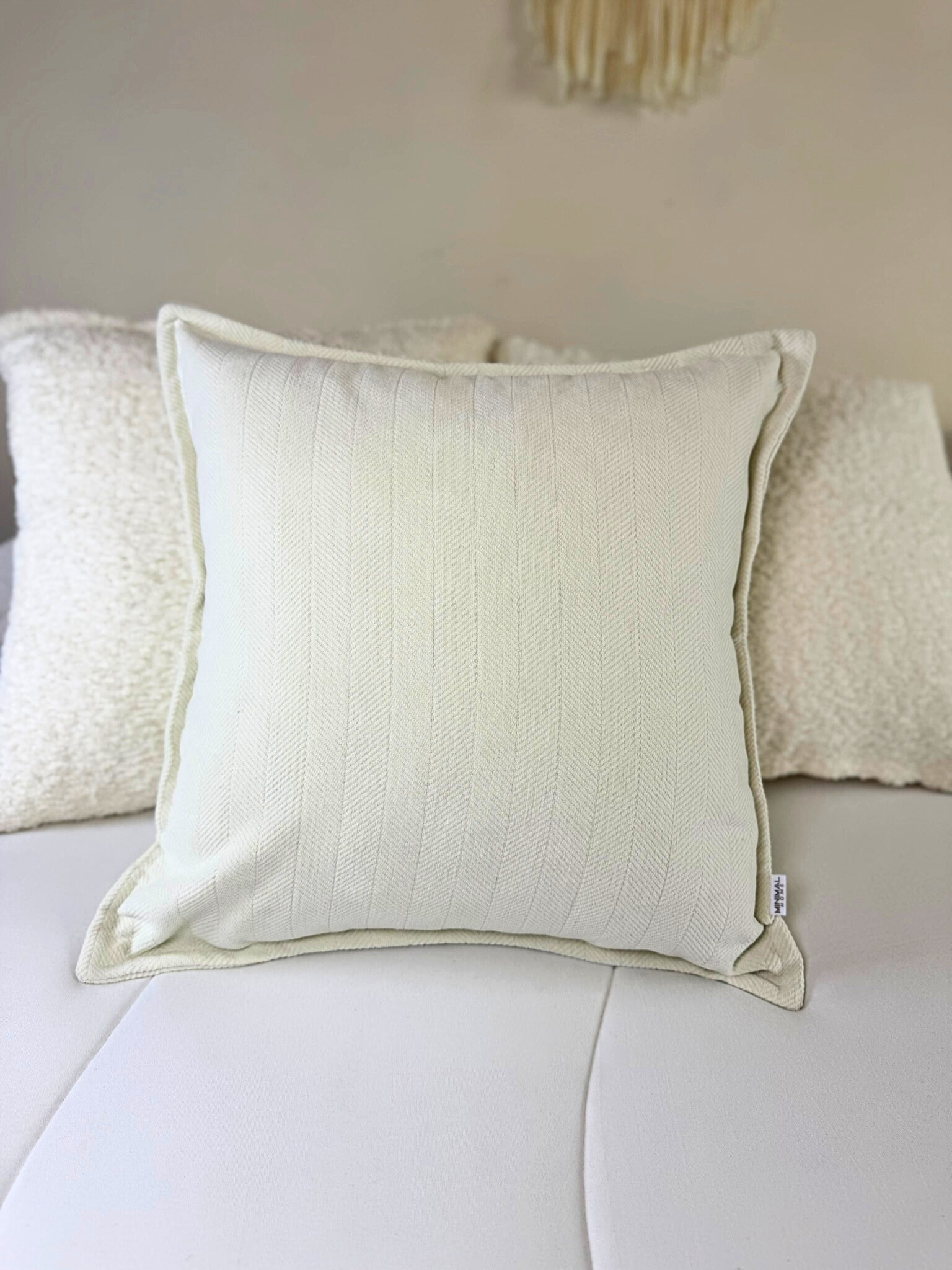Fundas de Almohada Cojin Bouclé/Chenille Espiga color Crema (Reversible) 45 X 45