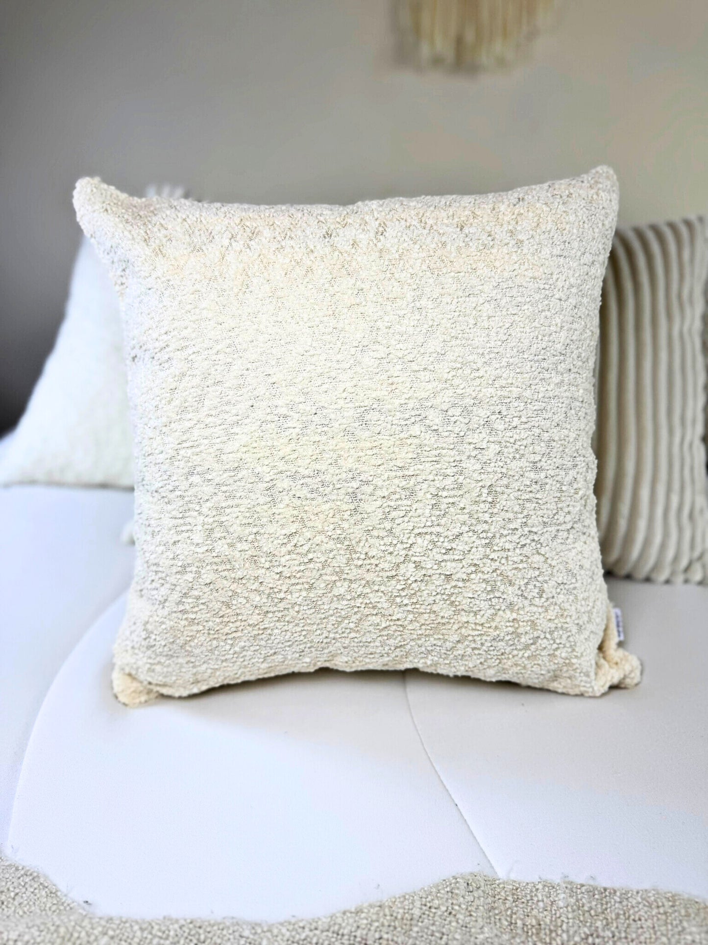 Funda de Almohada Cojín Bouclé Crema (Reversible) 45 X 45