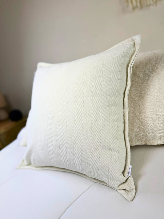 Fundas de Almohada Cojin Bouclé/Chenille Espiga color Crema (Reversible) 45 X 45
