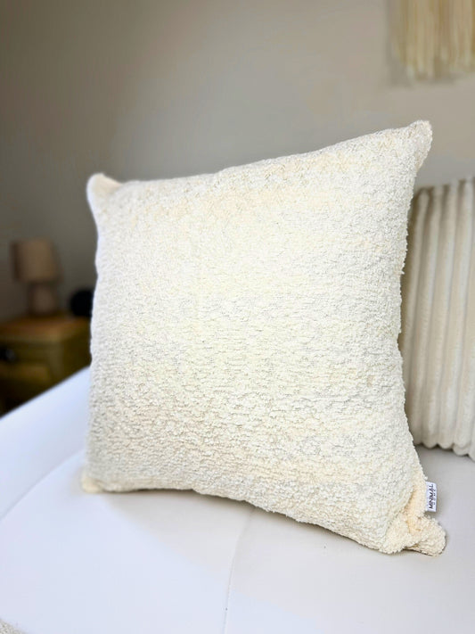 Funda de Almohada Cojín Bouclé Crema (Reversible) 45 X 45