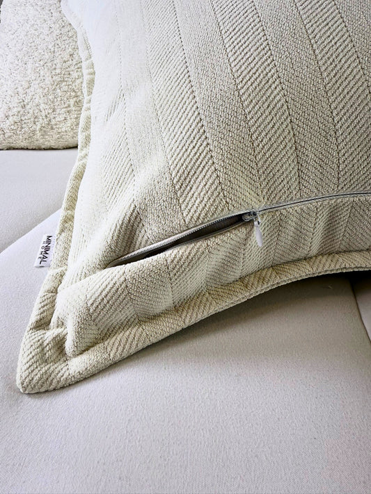 Fundas de Almohada Cojin Bouclé/Chenille Espiga color Crema (Reversible) 45 X 45