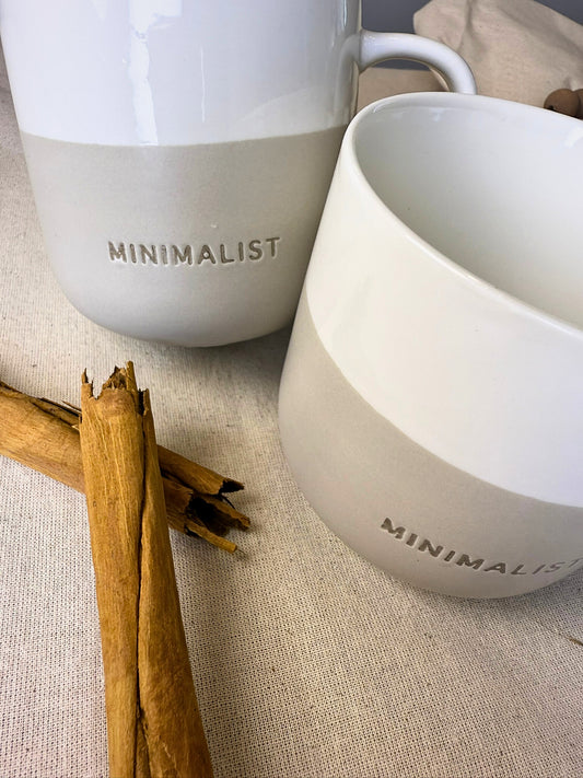 Taza de Cerámica estilo Nórdico Minimalista 400ML Blanco/Crudo