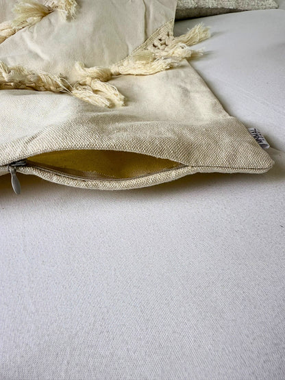 Fundas de Almohada Cojín Algodón/Poliéster estilo Macramé color Crudo 50 X 30