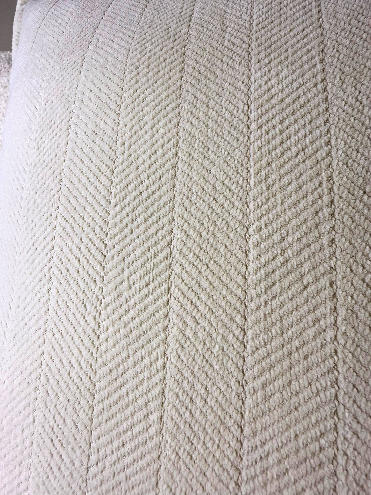 Fundas de Almohada Cojin Bouclé/Chenille Espiga color Crema (Reversible) 45 X 45