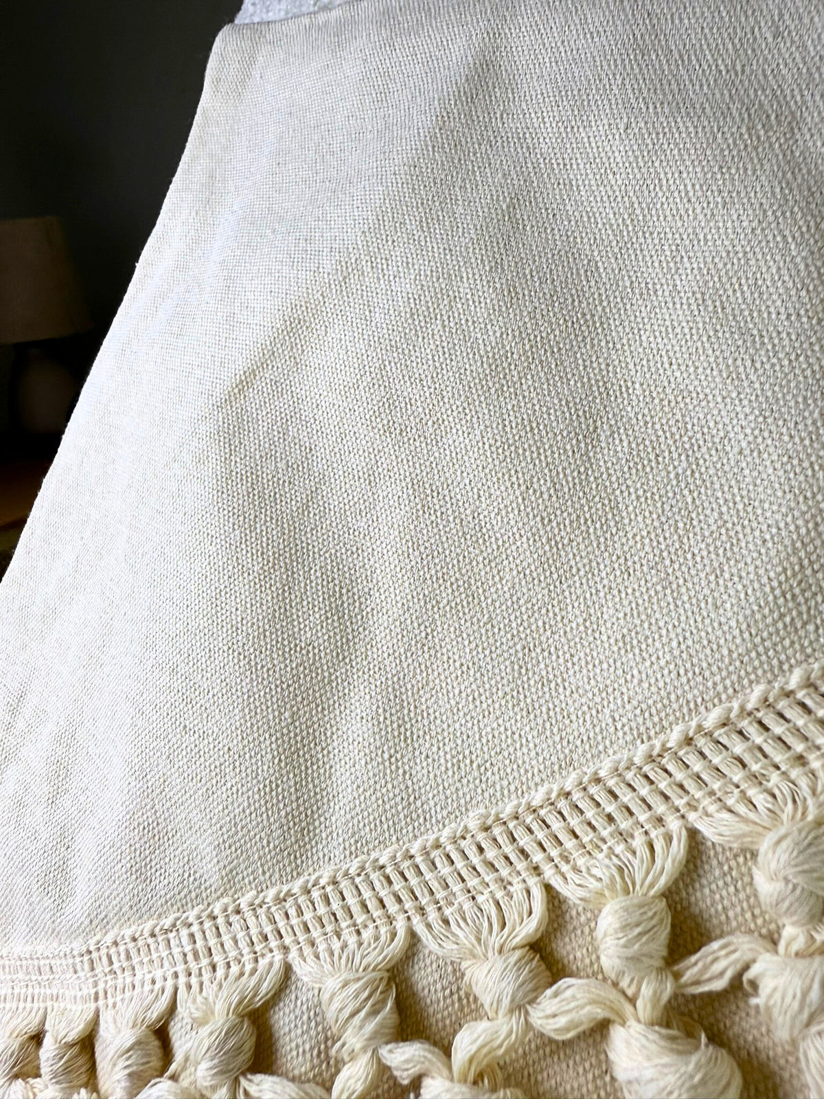 Fundas de Almohada Cojín Algodón/Poliéster estilo Macramé color Crudo 50 X 30