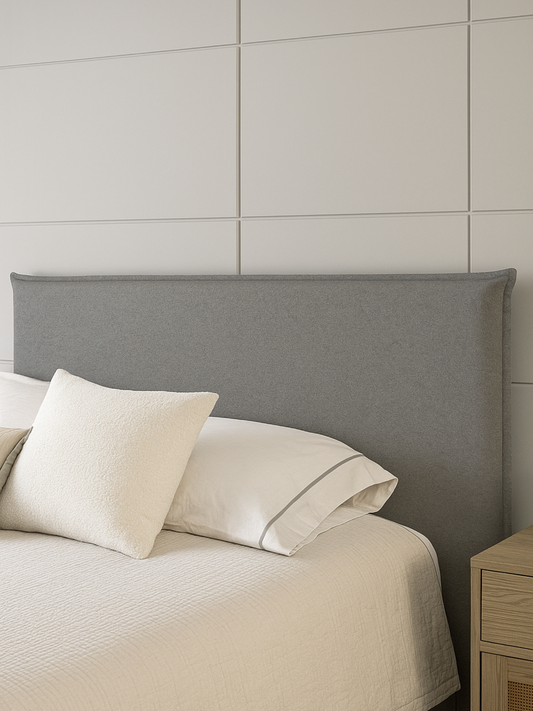 Funda de Respaldo de Cama Reversible Modelo Pestaña Gris Medio/Greige Lino Culla