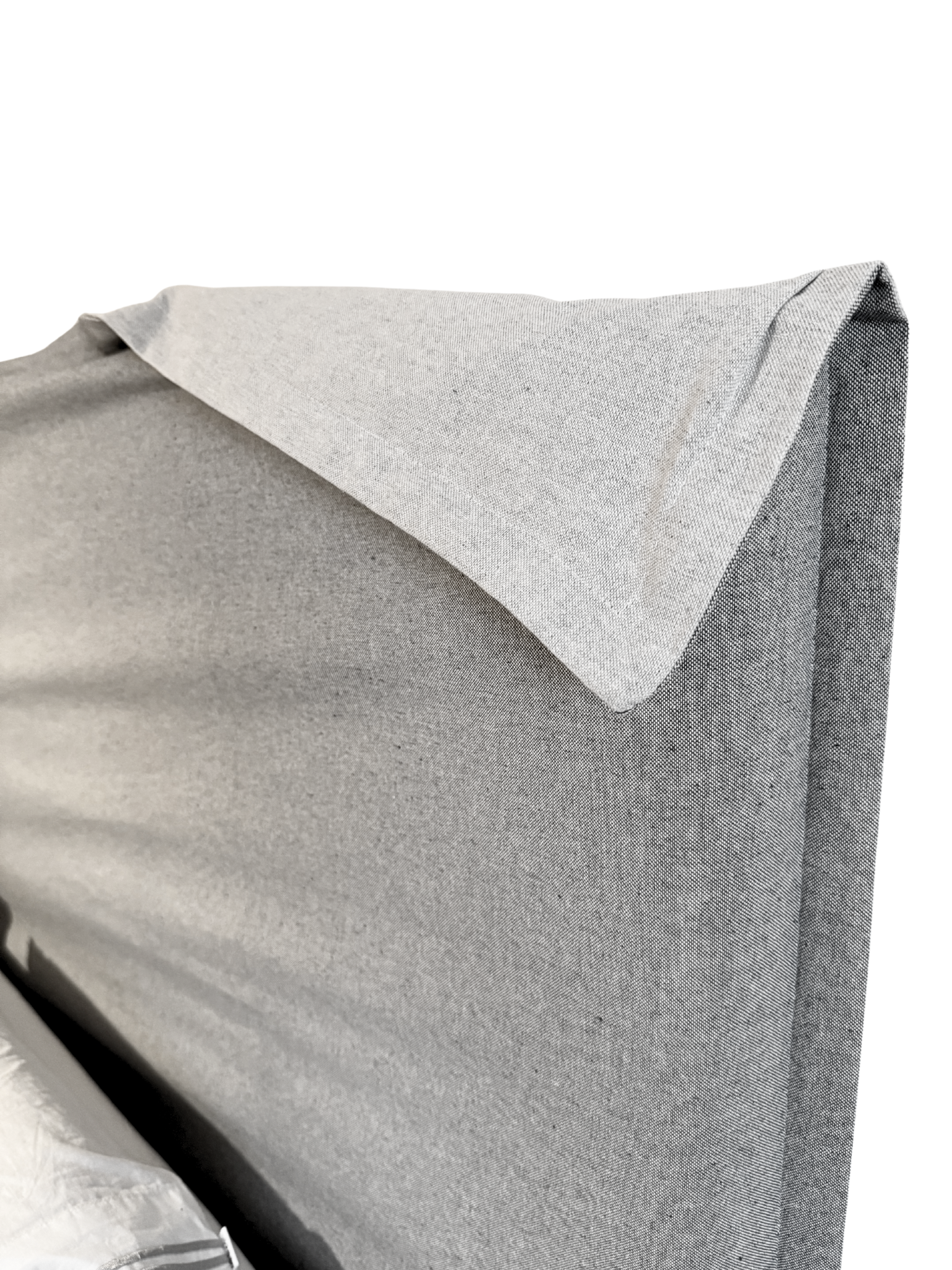 Respaldo de Cama con Funda Intercambiable y Reversible – Modelo Pestaña en Lino Culla Gris Medio & Greige