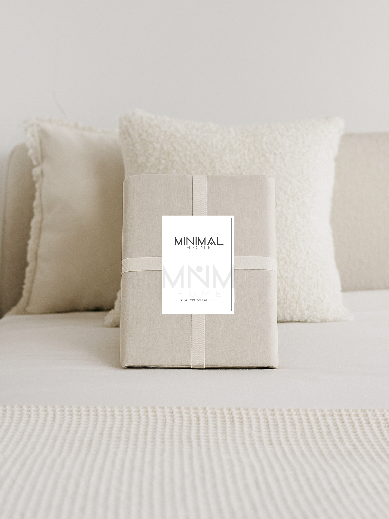 Funda de Respaldo de Cama Reversible – Modelo Amarra en Lino Culla color Taupe