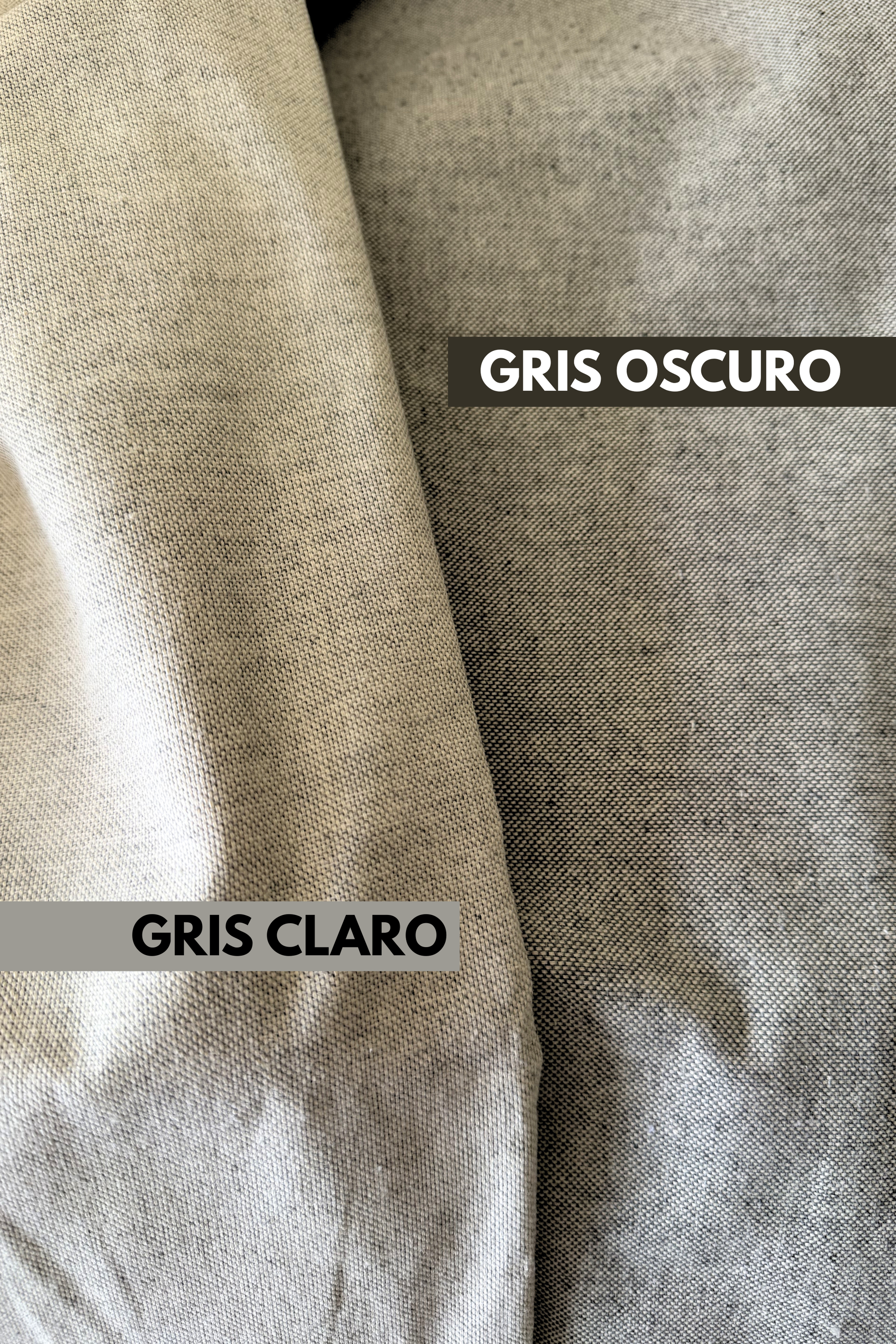 Respaldo de Cama con Funda Intercambiable y Reversible – Modelo Pestaña en Lino Gris Medio & Greige