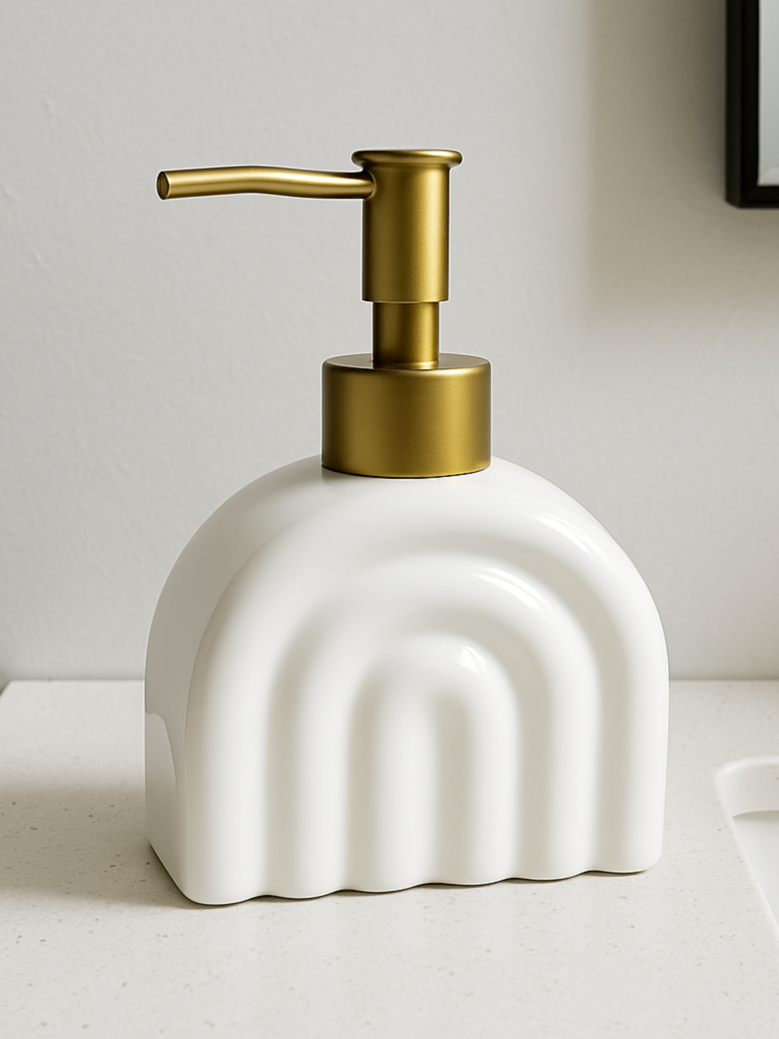 JABONERA DISPENSADOR JABÓN CERÁMICA ARCOIRIS BLANCO DECORATIVO 250 ML