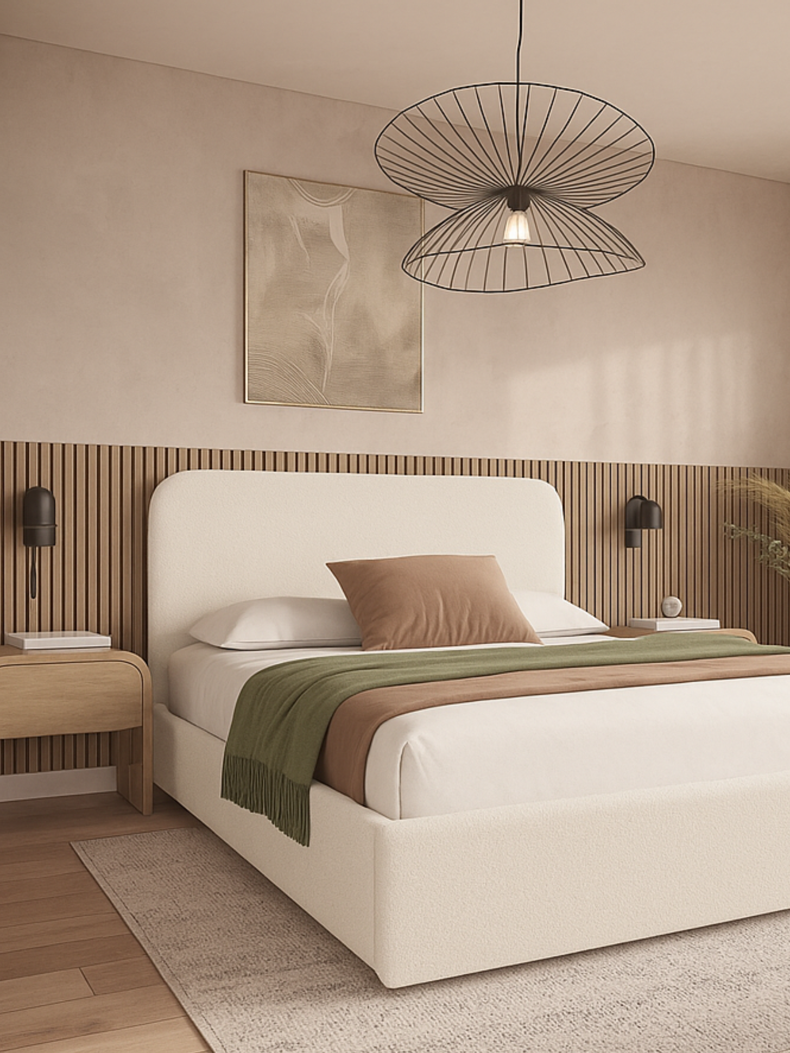 Respaldo de Cama Arco Nórdico Elara Bouclé Off-White