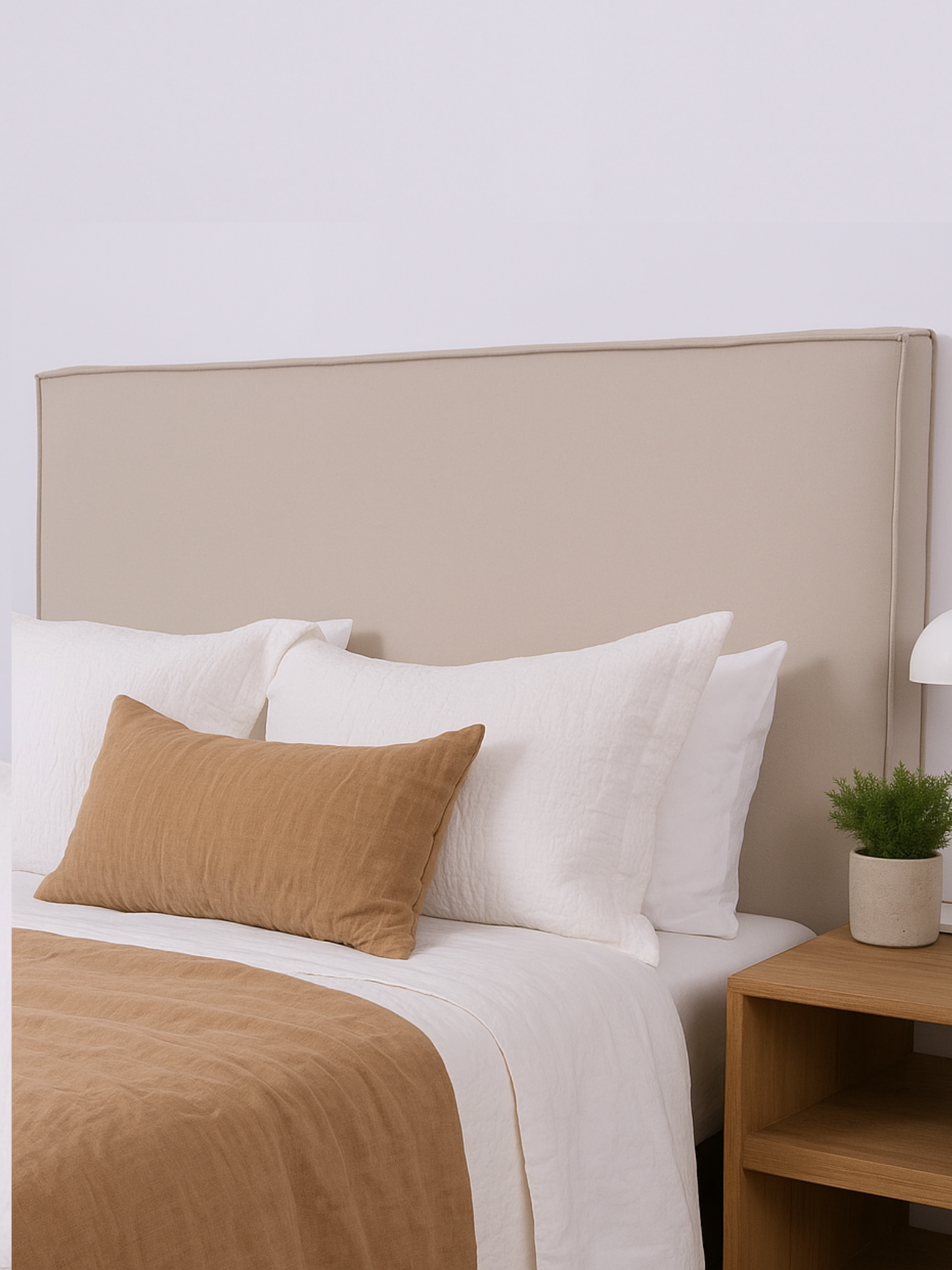 Funda de Respaldo de Cama Reversible – Modelo Fuelle en Lino color Taupe