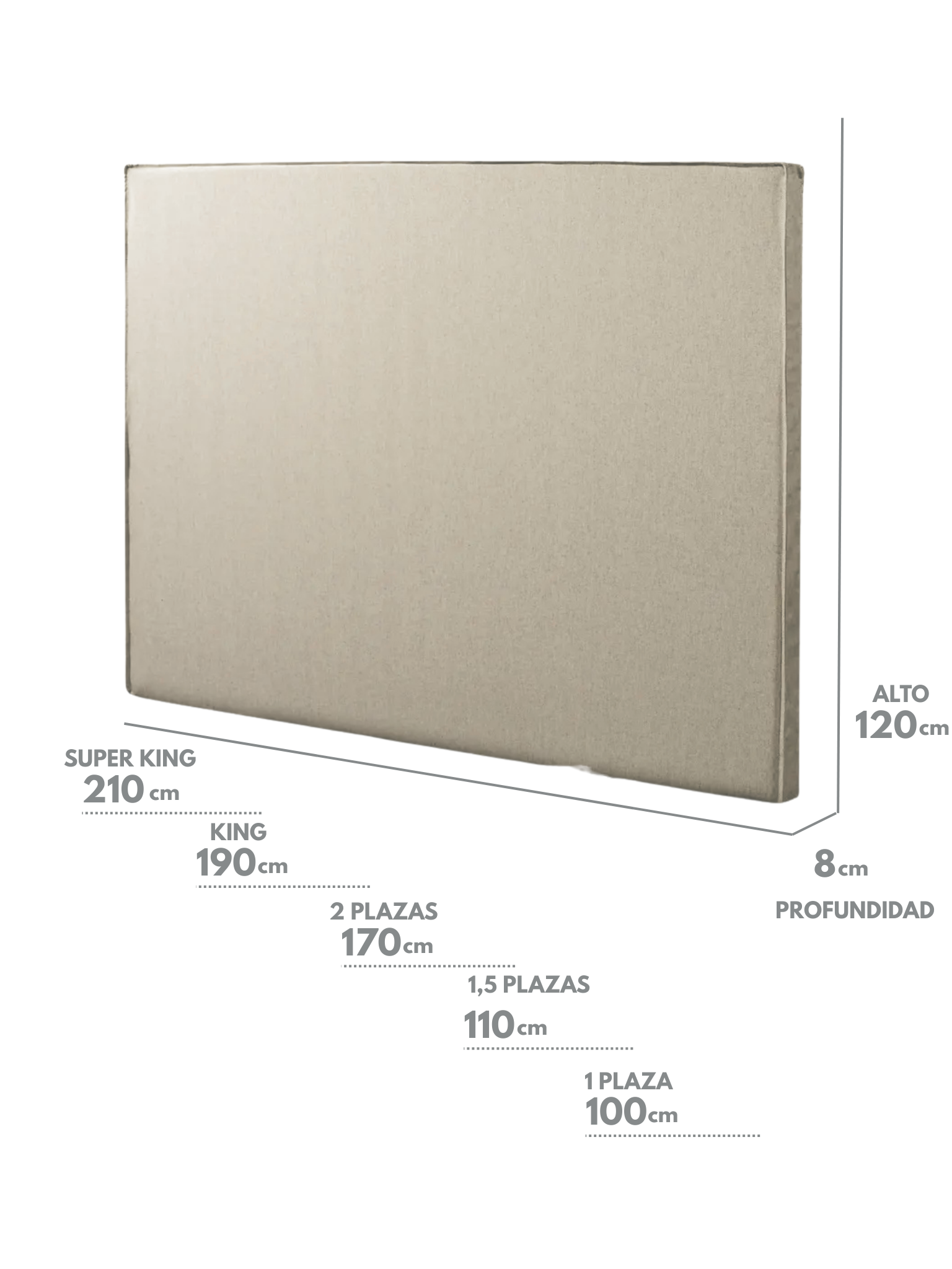 Funda de Respaldo de Cama Reversible – Modelo Fuelle en Lino color Taupe