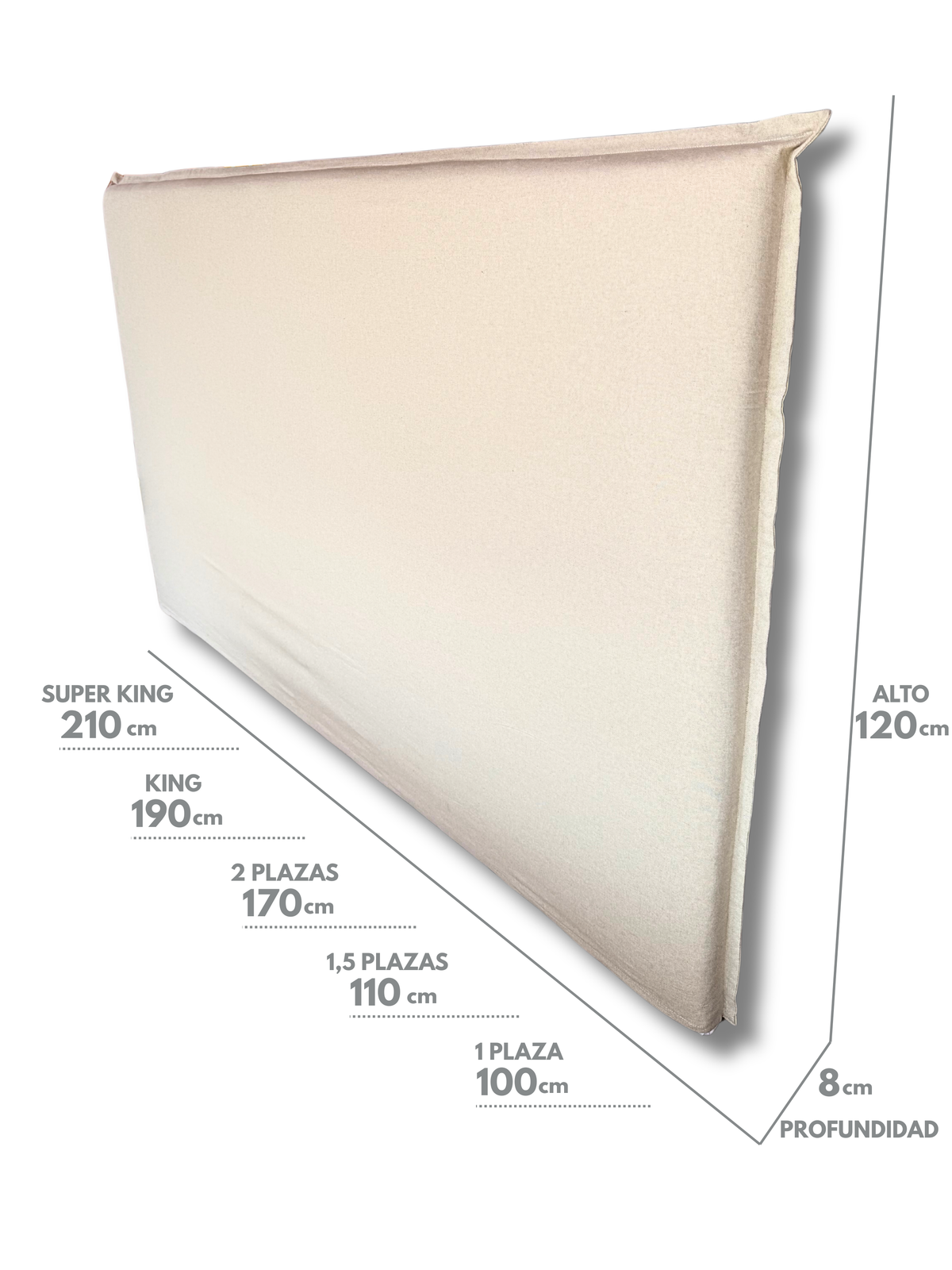 Respaldo con Funda de Lino Intercambiable y Reversible Modelo Pestaña Crudo y Taupe