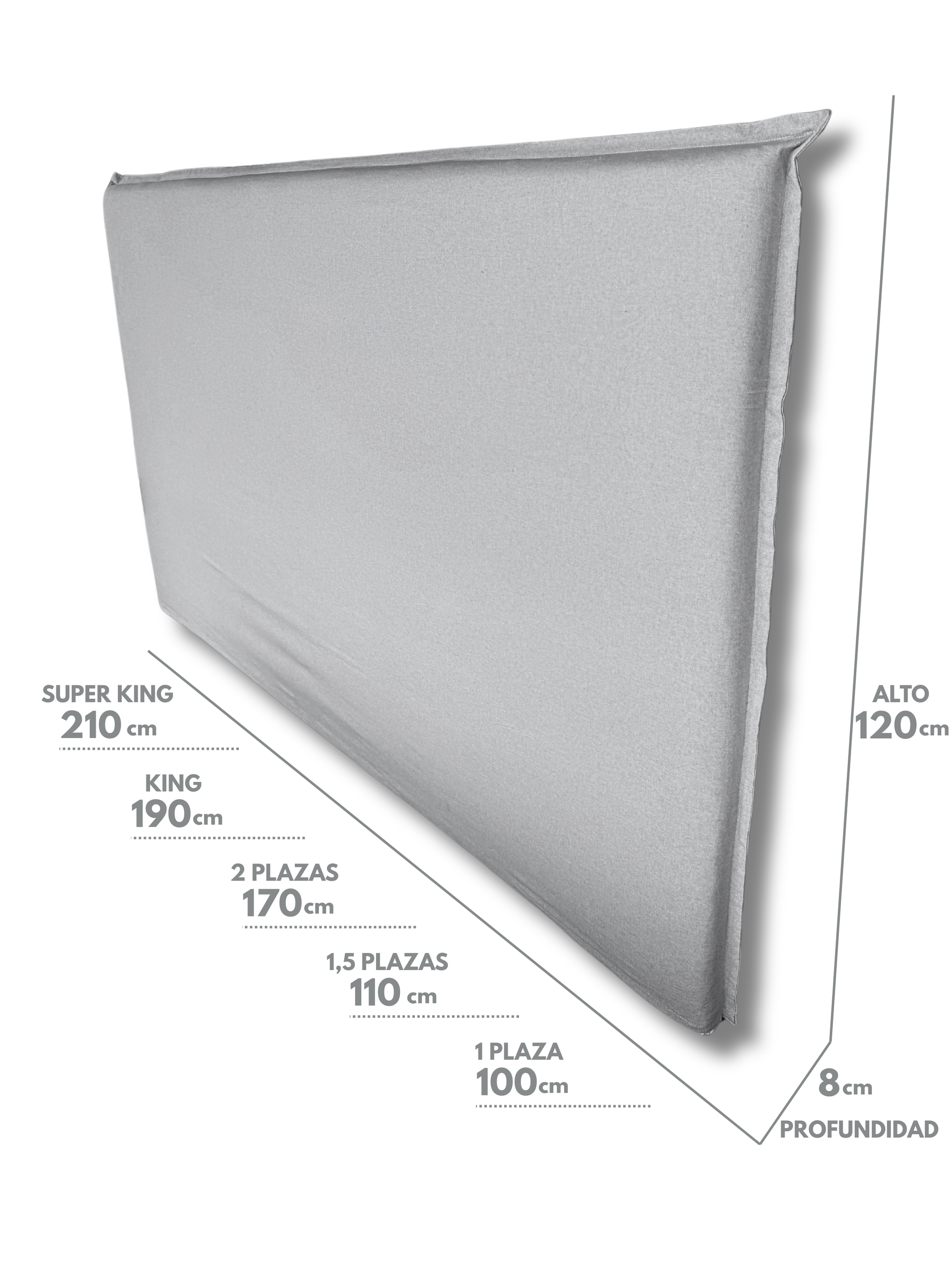 Respaldo de Cama con Funda Intercambiable y Reversible – Modelo Pestaña en Lino Culla Gris Medio & Greige
