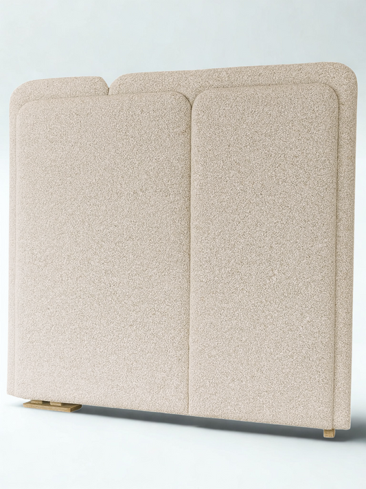 Respaldo de Cama Asimétrico Aurora Bouclé Beige Piedra