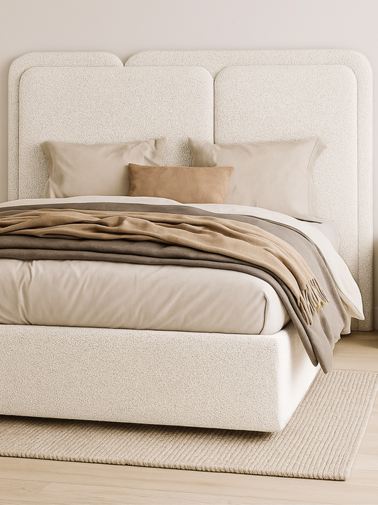 Respaldo de Cama Asimétrico Aurora Bouclé Off-White