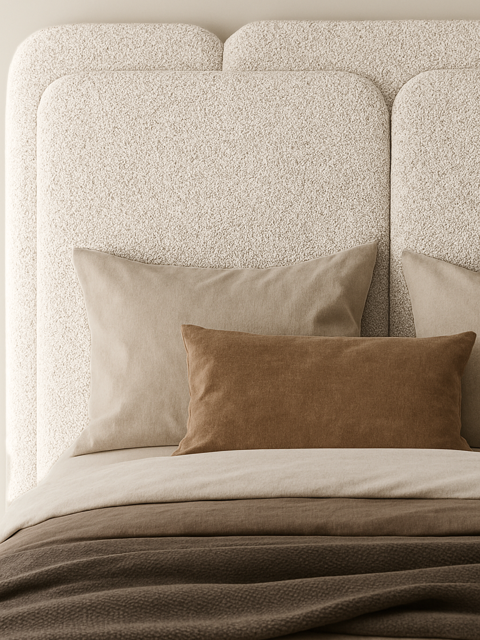 Respaldo de Cama Asimétrico Aurora Bouclé Off-White