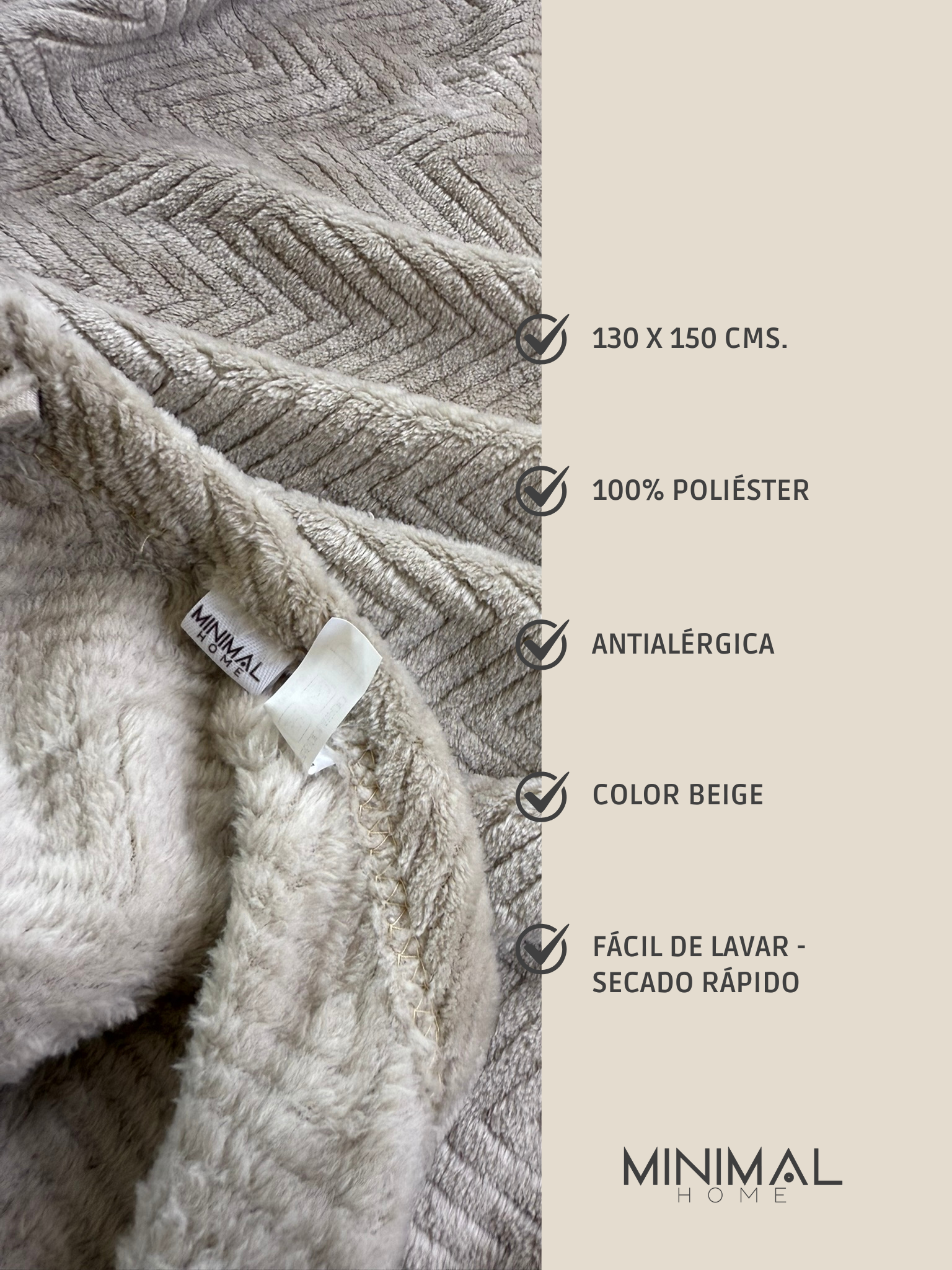 Manta Chita Beige 1,30x1,50m