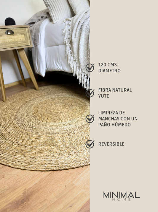 Alfombra Redonda de Yute Natural 120 cms. Diámetro