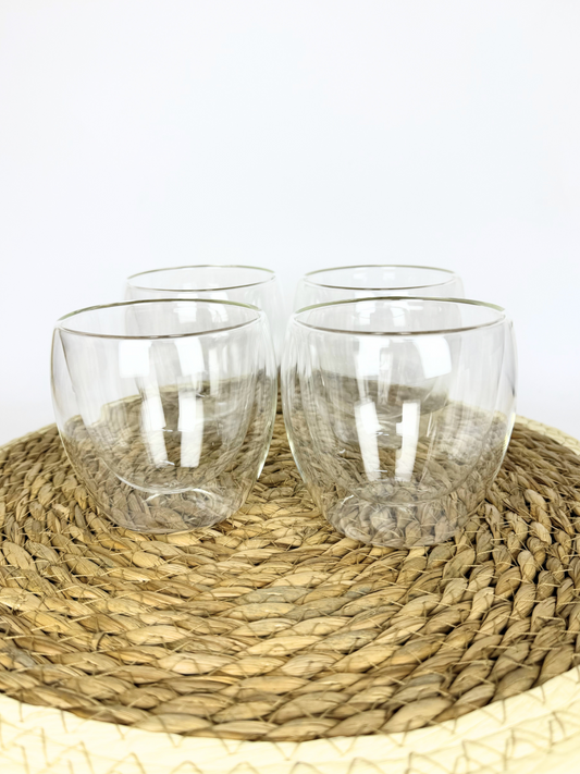 TAZA VASO VIDRIO DOBLE PARED FRIO/CALIENTE (PACK 4)