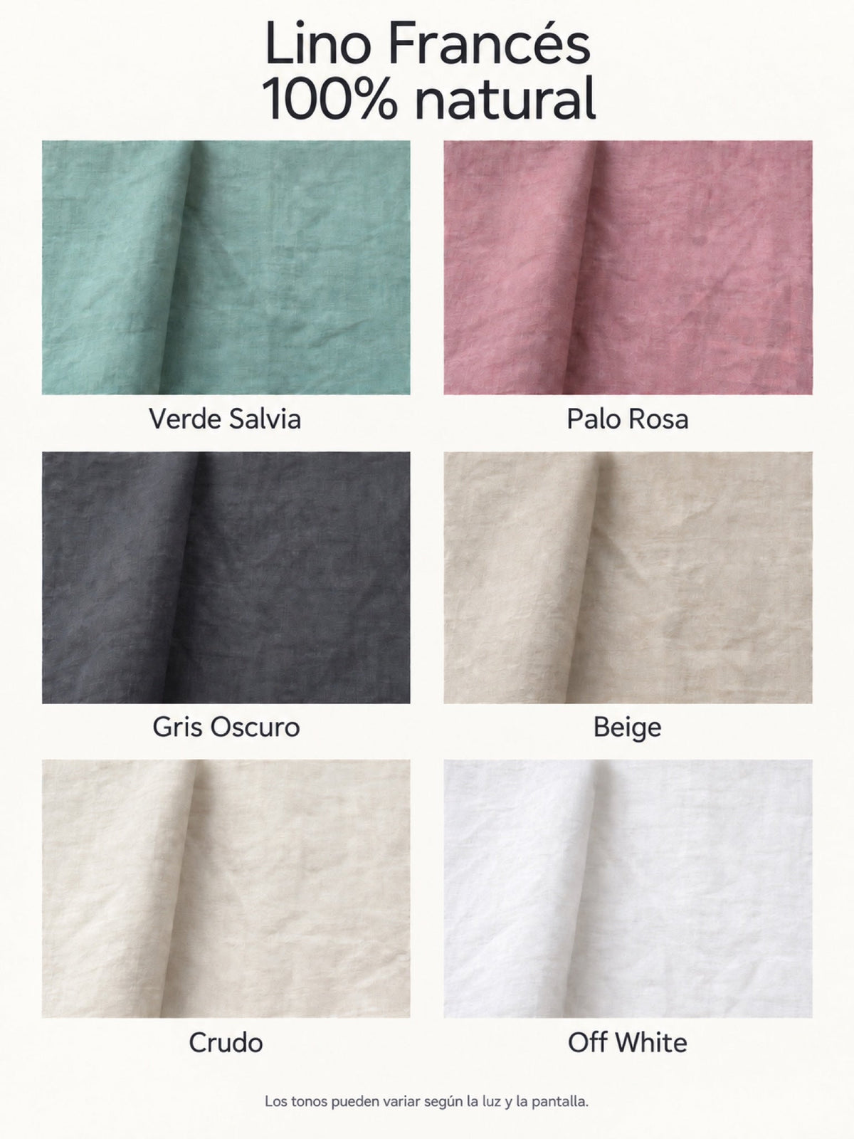 Carta de colores de Lino Francés 100% natural