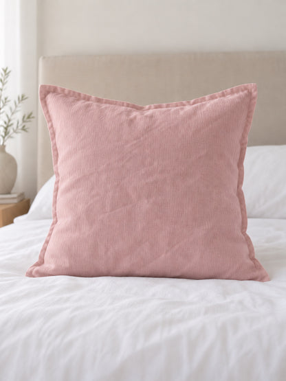 Funda de Cojín Lino Francés 100% natural Modelo Pestaña 60 x 60 cm — Palo Rosa